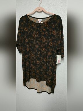 LuLaRoe Black with Rust Floral Irma Tunic